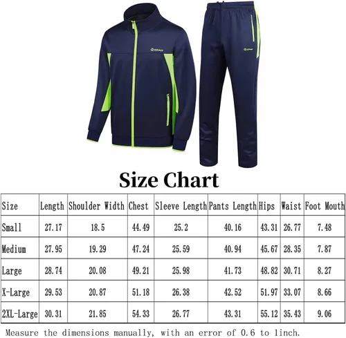 Vista 5 de Conjunto deportivo casual de manga larga para hombre, conjunto deportivo con cremallera completa, chaqueta deportiva y pantalones para correr
