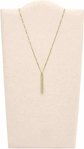 Vista 3 de Fossil - Collar de cadena con dije de acero inoxidable grabado y enchapado para mujer