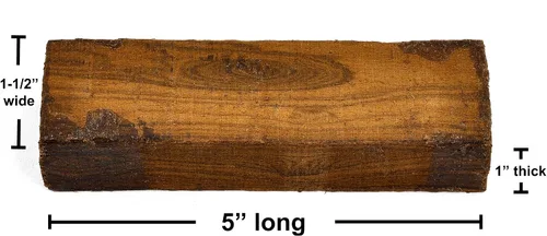 Vista 3 de Bloque de mango de cuchillo de madera Bocote (cada pieza es única) 5" x 1-1/2" x 1" [EW248]
