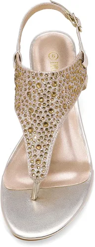 Vista 4 de DREAM PAIRS Sandalias Aditi de vestir de cuña baja para mujer.