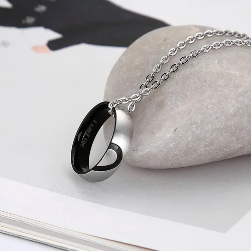 Vista 6 de ANAZOZ Anillo de promesa de corazón de amor real para parejas, de acero inoxidable, anillo superior, 0.236in