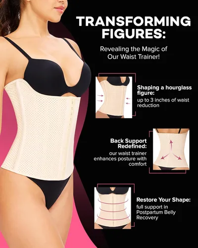 Vista 2 de LEZZARINE Waist Trainer Fajas Colombianas Moldeadoras de Cintura y Abdomen Tummy Control Shapewear Skims strapless shapewear