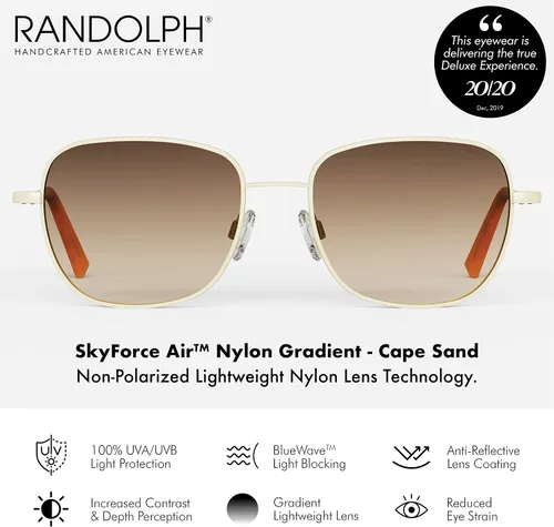 Vista 2 de Randolph USA Cecil Gafas de sol cuadradas de gran tamaño para mujer no polarizadas 100% UV