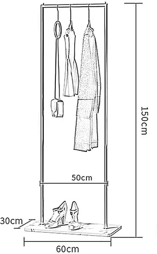 Vista 2 de Perchero independiente con base de mármol, perchero nórdico moderno para colgar ropa, ahorro de espacio, riel de ropa, sala de estar, dormitorio