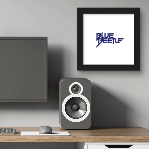 Vista 5 de Trends International Gallery Pops DC Comics Blue Beetle - Póster de pared con logotipo de texto, 12 x 12 pulgadas, versión de marco negro
