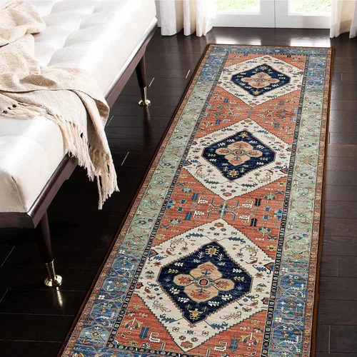 Vista 10 de Beeiva Alfombra bohemia lavable de 2 x 3 pulgadas, tapete ultra fino para puerta de entrada interior, tapete antideslizante para puerta delantera