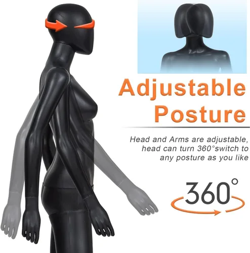 Vista 5 de Kinsuite 2 piezas de maniquí de cuerpo completo para mujer, soporte extraíble ajustable, forma de maniquí femenino, exhibición realista con base