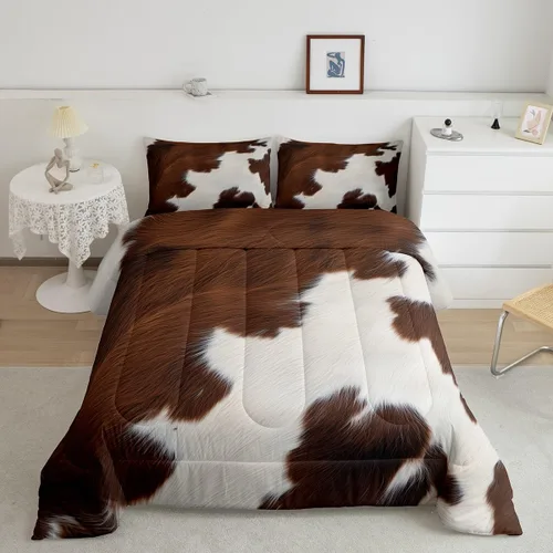 Vista 10 de Juego de edredón de calavera de vaca para niños, tamaño individual, juego de ropa de cama de herraduras de vaquero occidental, Texas Star