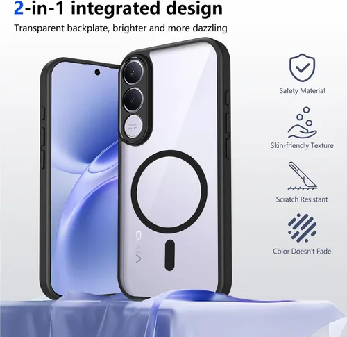 Vista 584 de Funda magnética transparente compatible con Xiaomi 17T, color negro 2 en 1 PC + TPU cubierta de teléfono a prueba de golpes, carcasa protectora