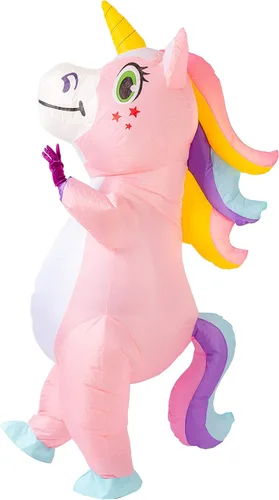 Vista 3 de Spooktacular Creations Disfraz inflable para adulto, cuerpo completo montando un unicornio para fiesta inflable de Halloween
