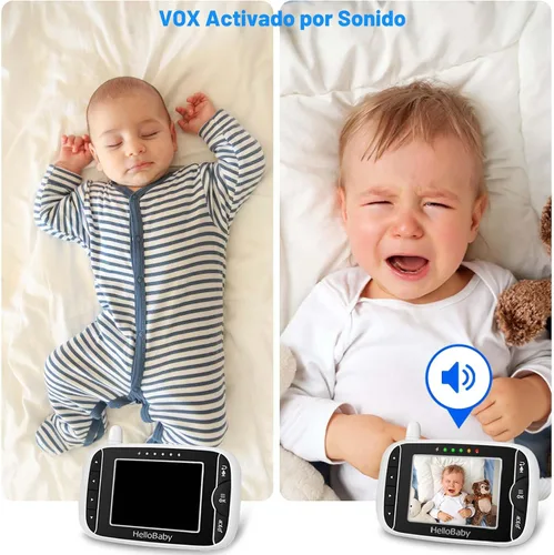 Vista 5 de HelloBaby Monitor de video para bebés con cámara y audio, pantalla LCD de 3.2 pulgadas, visión nocturna infrarroja, audio bidireccional y monitoreo