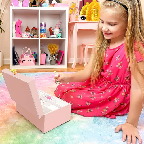 Vista 7 de Joyero musical para niñas con bailarina giratoria, almacenamiento de cajas de joyería para niños, caja de música de bailarina, regalo para niña