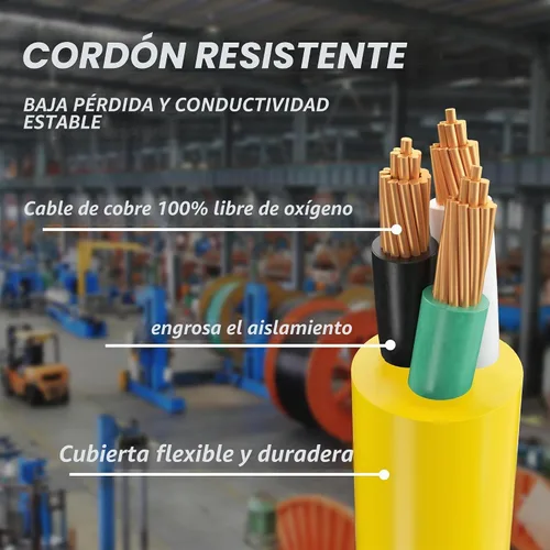 Vista 3 de PlugSaf - Cable de extensión para exteriores de calibre 10 de 50 pies con múltiples tomas, color amarillo
