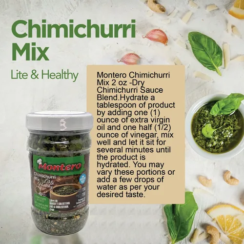 Vista 2 de Montero Chimichurri Mix 2oz - Mezcla de salsa de chimichurri seca - Sin grasa y colesterol - Sin azúcar - Lite y saludable