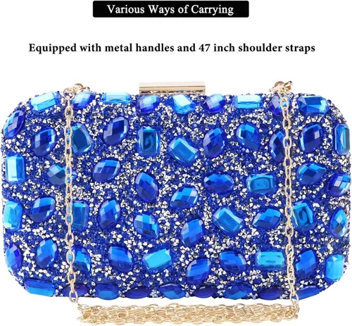 Vista 6 de Bolso de mano de lentejuelas brillantes con diamantes de imitación para mujer, bolso de mano de noche, bolso de hombro para boda, fiesta, baile