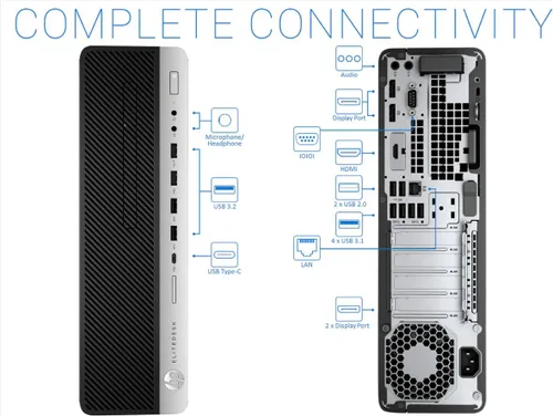 Vista 3 de HP EliteDesk 800 G5-SFF, Core i7-9700 3.0GHz, 32GB RAM, 1TB M.2-NVMe, Windows 11 Pro 64Bit, (renovado)