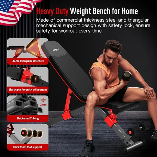 Vista 4 de HARISON Adjustable Weight Bench for Home Gym, Heavy Duty 800LBS Commercial Workout Bench, Multi-Position Incline Flat Decline Sit Up Bench for Full