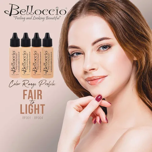 Vista 3 de Base de maquillaje aerógrafo, 1/2 botella Belloccio's, cosméticos profesionales, Alabaster
