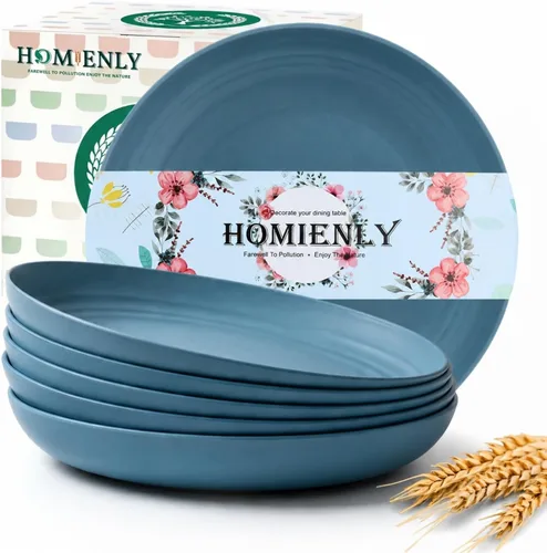 Vista 13 de Homienly Juego de 6 platos pequeños de postre de 8 pulgadas, platos profundos de paja de trigo irrompibles para fiestas, campamento, microondas