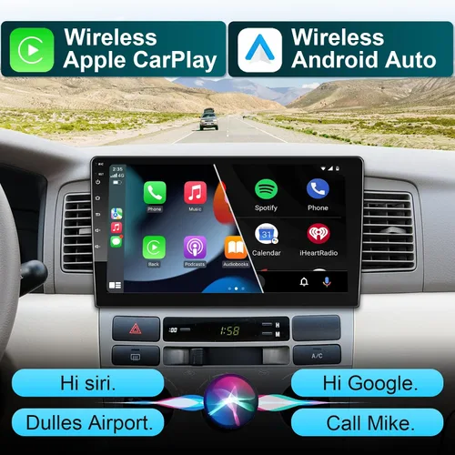 Vista 2 de Estéreo de coche de doble DIN de 10 pulgadas inalámbrico CarPlay inalámbrico Android Auto, pantalla táctil QLED Android Radio reproductor multimedia