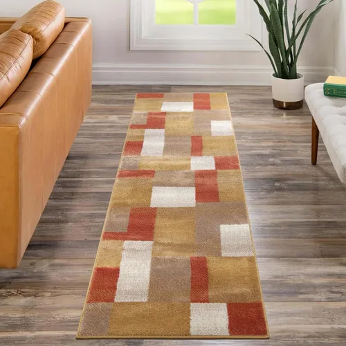 Vista 35 de Superior alfombra de área de la colección diseñador Clifton, 8 mm de altura de apilado, con respaldo de yute, diseño geométrico contemporáneo, Beige