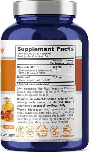Vista 2 de Royal Jelly, sin OMG, sin lácteos, 400 mg, 120 cápsulas vegetales - 60