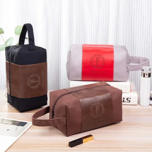 Vista 6 de Jeweidea Bolsa de aseo personalizada con nombre inicial, kit de Dopp con lona de piel sintética, organizador de baño de viaje con monograma
