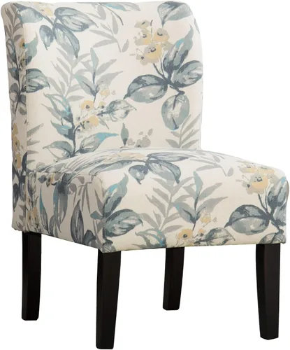 Vista 4 de Roundhill Furniture Silla de acento contemporánea sin brazos de tela con estampado Capa, hojas azules