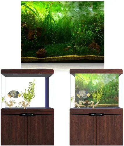 Vista 5 de Póster de acuario, adhesivo de PVC grueso para fondo, estilo hierba de agua, pecera, póster para acuario, fondo de pantalla decorativo