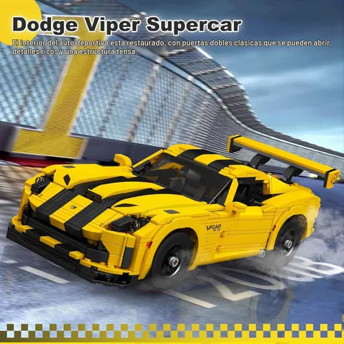 Vista 2 de Mould King 10046 Kits de Bloques de Construcción de Supercoches, Sets de Construcción de Modelos de Coches Dodge Viper, Regalo MOC de Coche