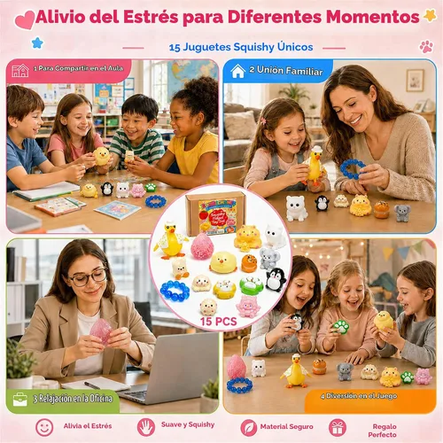 Vista 7 de 15Pcs Taba Squishy Pack Fidget Toys, Squishies Stress Relief Toys for Kids 15