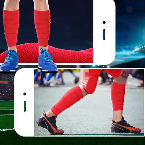 Vista 4 de 4 Pairs Leg Sleeves to Accompany Grip Socks Calf Compression for Soccer, Football, Basketball, Match Your Team Kit