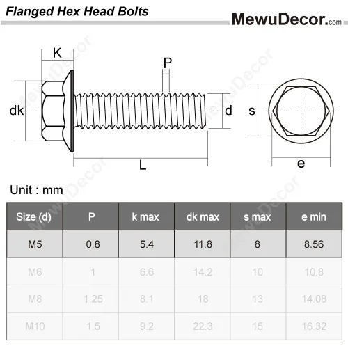 Vista 11 de Tornillos hexagonales con brida M10-0.059 x 0.787 in, acero inoxidable 18-8 (304), acabado liso, DIN 6921, 5 PCS
