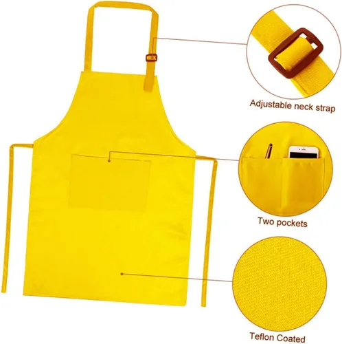 Vista 9 de Luxshiny 2Set Painting Polyester Smock and Chef Hat Ages Apron Yellow for Drawing Painting and Creative Fun