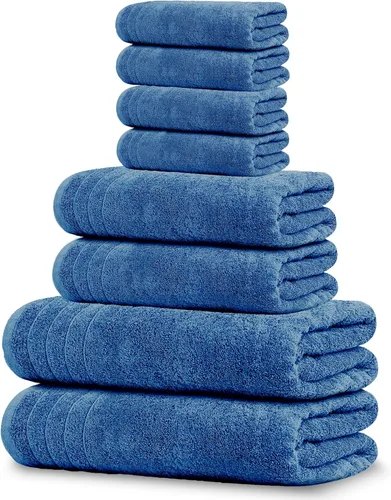 Vista 12 de Tens Towels Juego de 8 toallas, 2 extra grandes para baño, 2 para manos, 4 paños, 100% algodón, peso más ligero, secan más rápido, superabsorbentes