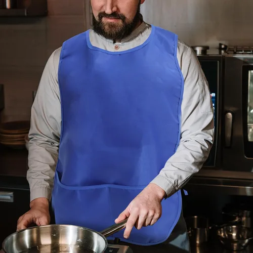 Vista 4 de COLLBATH Waterproof Polyester Apron with Adjustable Ties and Pockets Grease-proof Kitchen Vest Apron for Cooking Baking Restaurant Use
