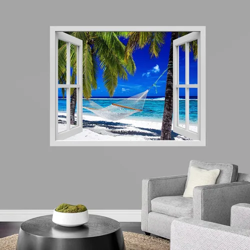 Vista 38 de IDEA4WALL Adhesivo mural removible para pared, arena blanca tropical, playa, orilla, palmera, naturaleza, desierto, fotografía, arte moderno