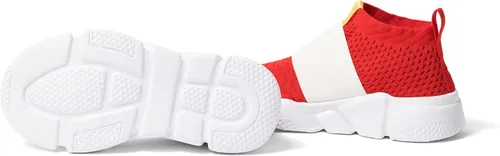 Vista 3 de Sonix - Tenis de punto elástico rojo y blanco para niños, ligeros, transpirables, suela de EVA, sin cordones, para niños pequeños y niños