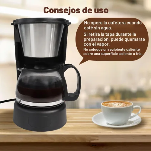 Vista 7 de Cafetera de goteo de 5 tazas de café antigoteo de un solo toque con jarra de filtro reutilizable, para mantener el calor, cuchara, cafetera