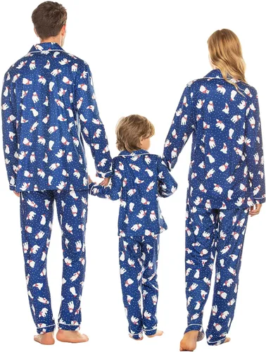 Vista 4 de Ekouaer - Conjunto de pijama de manga larga y botones, motivos navideños a juego para la familia, tallas de la S a la XXL