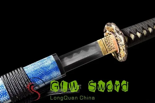Vista 9 de GLW - Espada real de espiga completa de 41 pulgadas, Katana samurái japonesa hecha a mano, arcilla templada, acero plegado