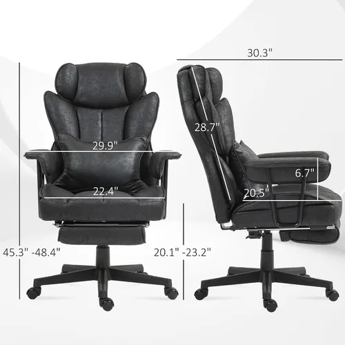 Vista 3 de HOMCOM Silla de oficina ejecutiva de masaje con 6 puntos de vibración, silla de oficina grande y alta con calefacción de 400 libras con reposapiés