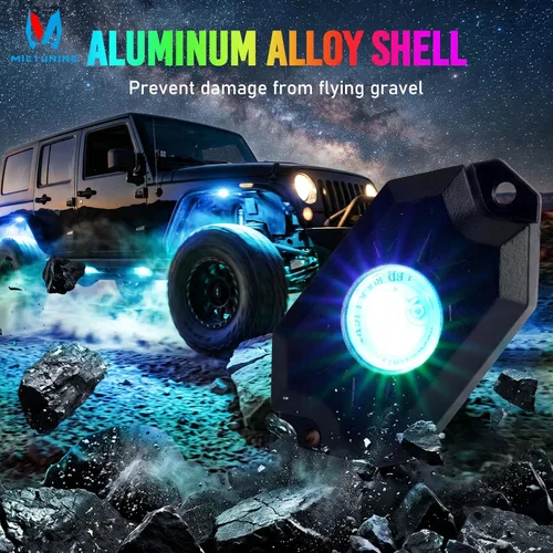 Vista 4 de MICTUNING Kit de luces LED RGB 2025 mejorado, 8 cápsulas de luz neón multicolor con control remoto RF a prueba de agua 12V para autos, camiones