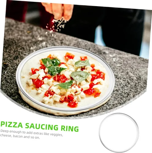 Vista 5 de BESTonZON Anillo de cocina para salsa de pizza de 6.88 pulgadas, herramienta para hornear de acero inoxidable con borde profundo para untar salsa