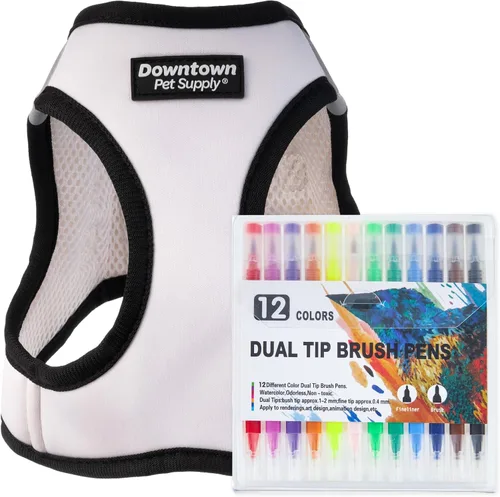 Vista 212 de Downtown Pet Supply Arnés para perro Step-in – Sin tirones, malla acolchada ajustable con ribete reflectante, correa de hebilla segura – Arnés