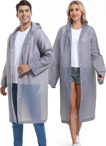 Vista 147 de 2 abrigos de lluvia de Borogo para adultos, chaquetas de lluvia reutilizables para hombres y mujeres