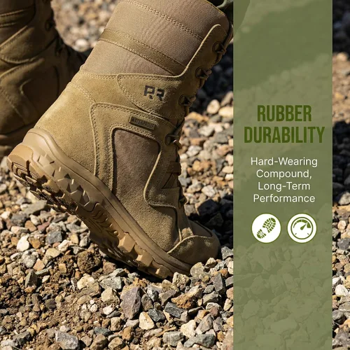 Vista 5 de ROCKROOSTER Colmar Botas de combate tácticas militares para hombre, 8 pulgadas, botas de motocicleta, botas de senderismo ligeras impermeables