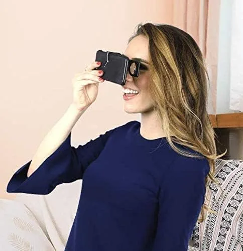 Vista 2 de Portable Virtual Reality VR Glasses - Patented Mini Pocket-Sized Headset with Travel Case Foldable Portable Head Sets for iPhone Android Enjoy 360