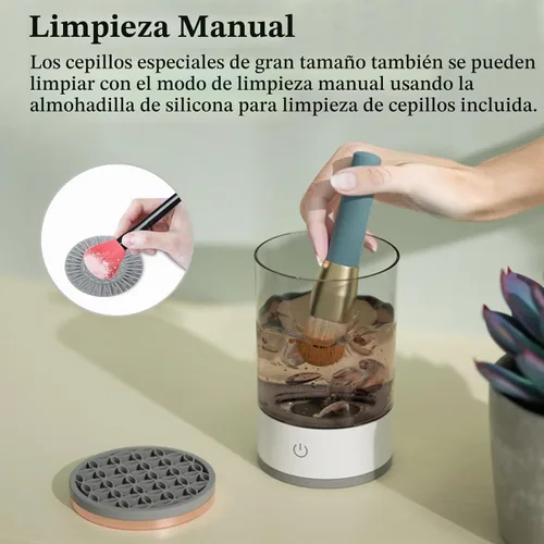 Vista 5 de Limpiador de brochas de maquillaje - Máquina eléctrica de limpieza de brochas de maquillaje, herramienta automática de limpieza y secado de brochas