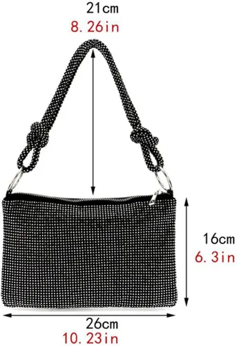 Vista 3 de Mini bolso de noche con diamantes de imitación brillantes, bolso de mano elegante para mujer